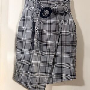 Walter Baker Black and White Plaid Pencil Skirt